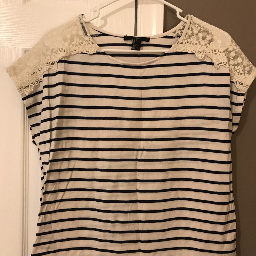 Lace and Striped Top